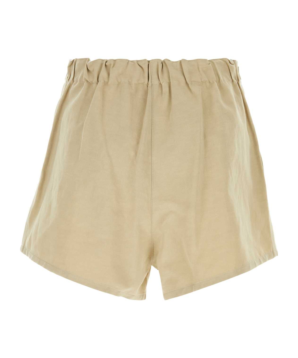 Prada Beige Cotton Blend Shorts In Rope Ash