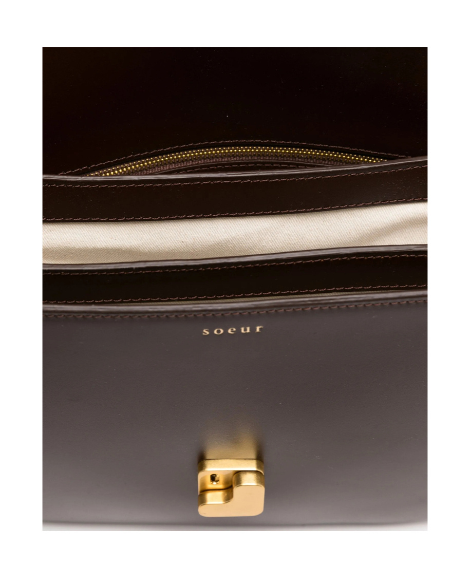 Soeur Womens Marron Fonce Bell Very Mini Patent-leather Cross Body Bag In Black