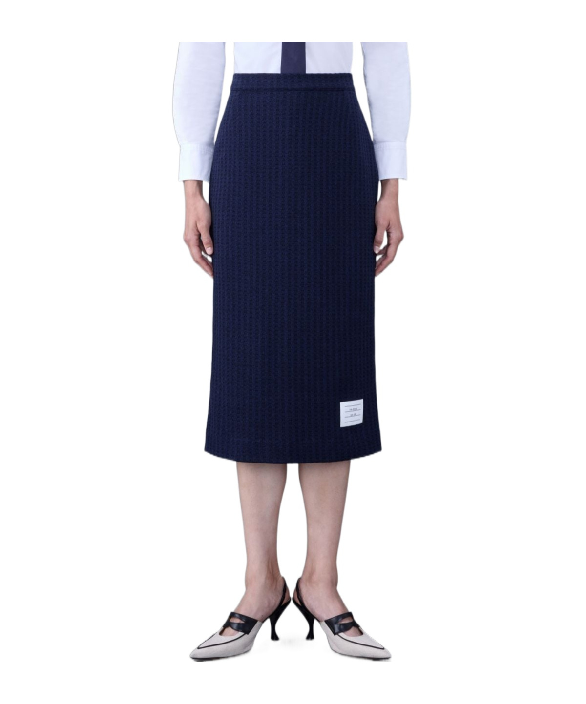 Thom Browne Logo-patch Jacquard Skirt In Black