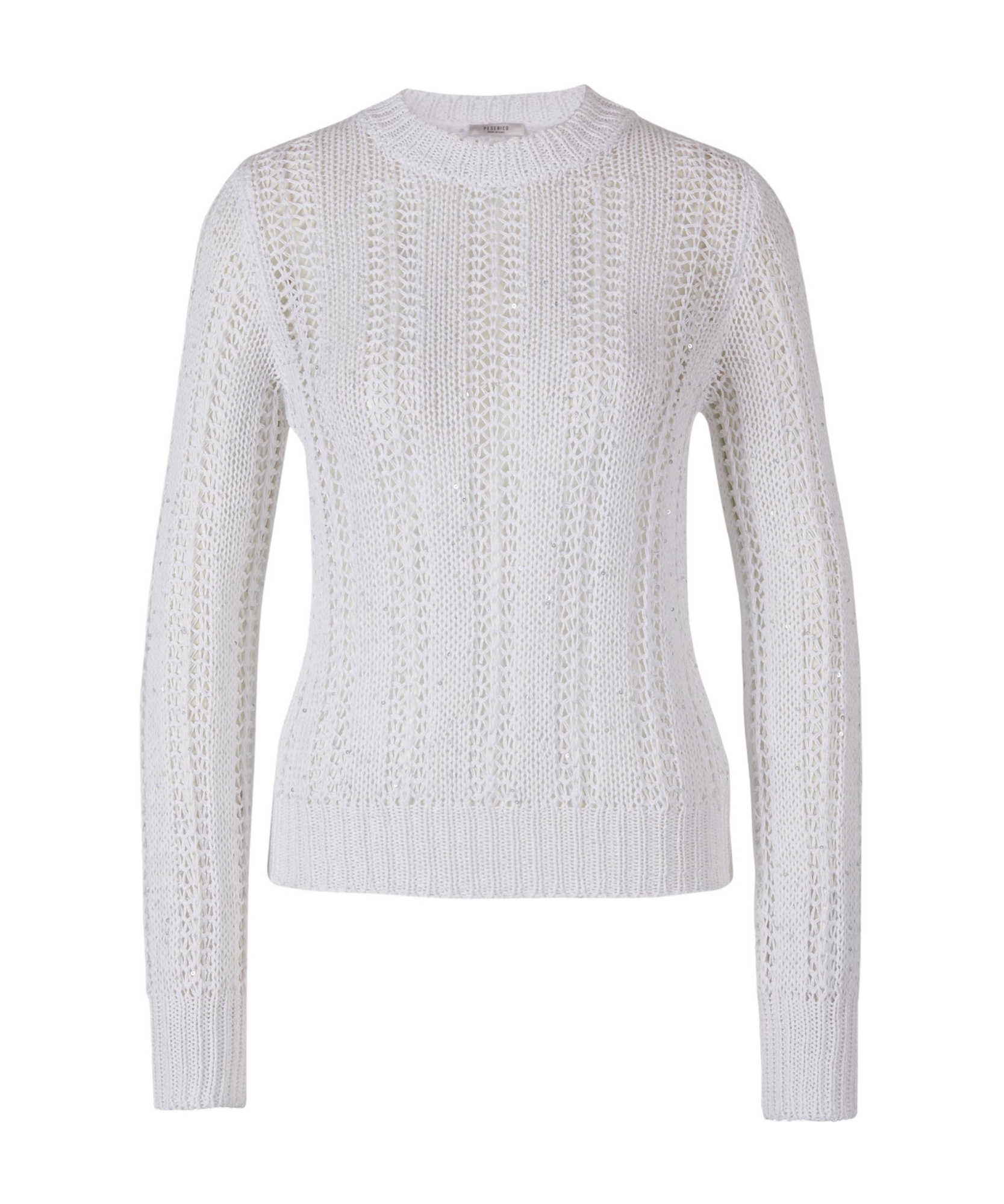 Peserico Sequinned Open-knit Sweater In White