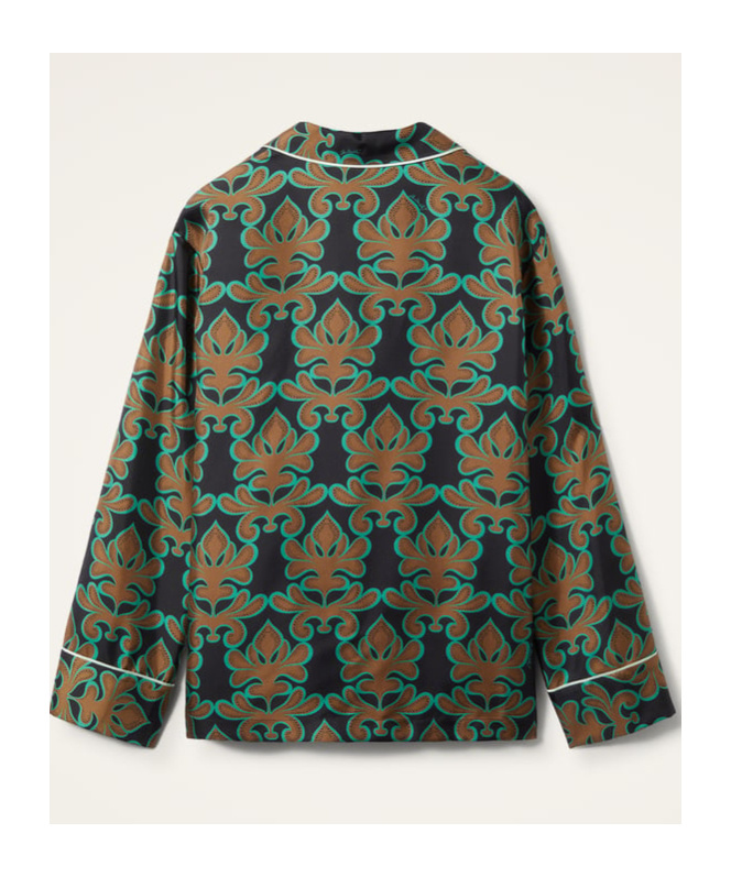 La Doublej La Double J Pajama Printed Silk-satin Shirt In Green