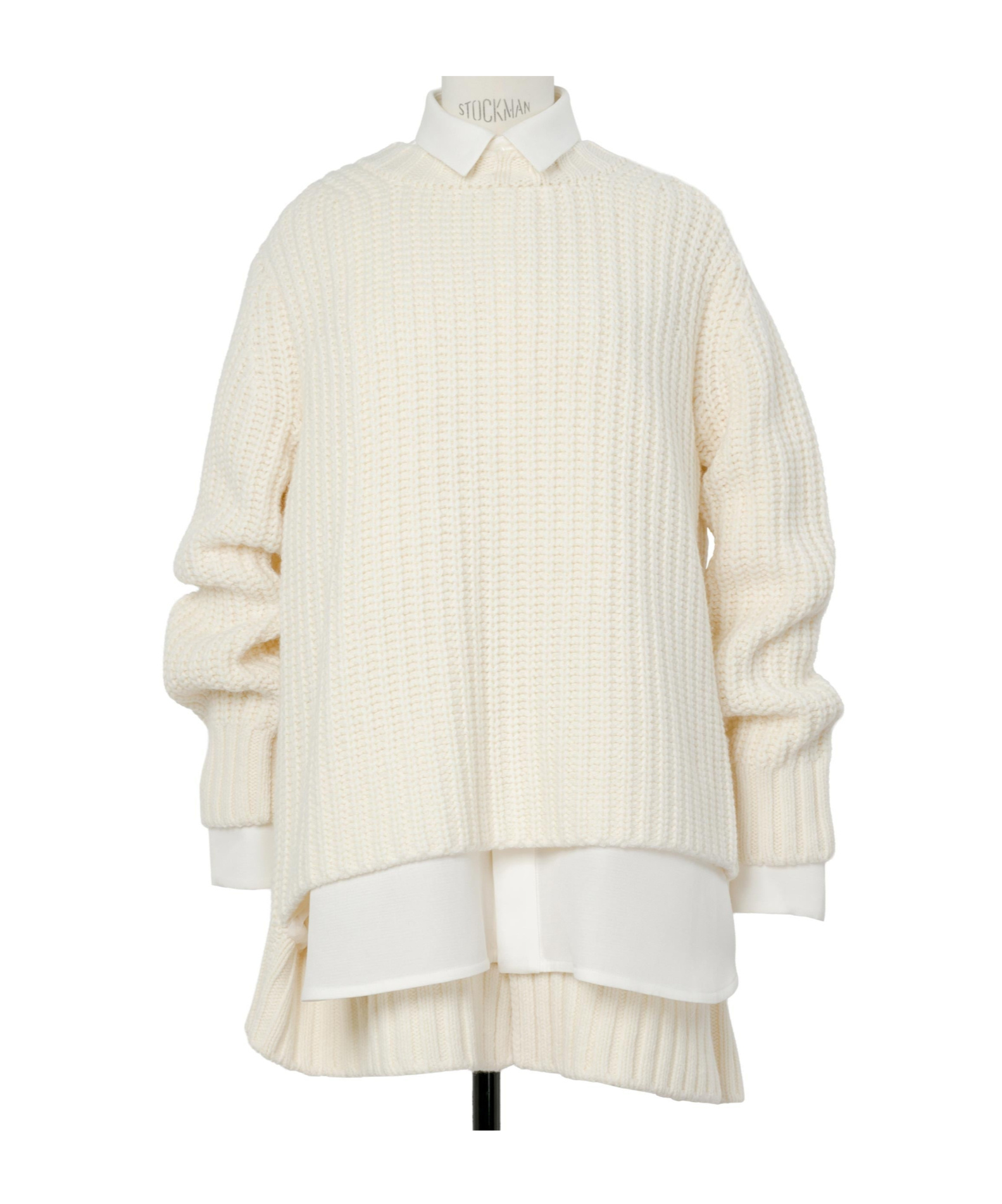 Sacai Ribbed-knit Silk And Cotton-blend Mini Dress In White