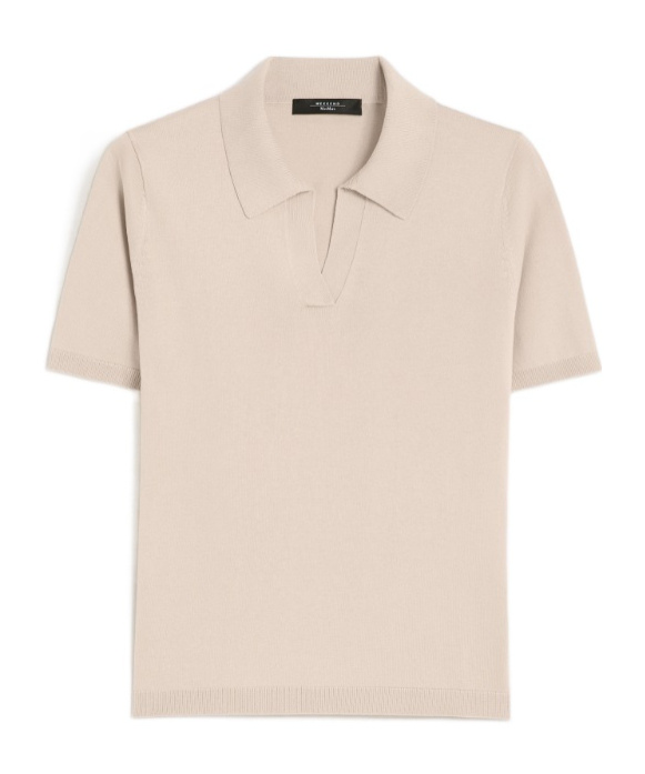 Weekend Max Mara Silk And Cotton Polo T-shirt In Brown