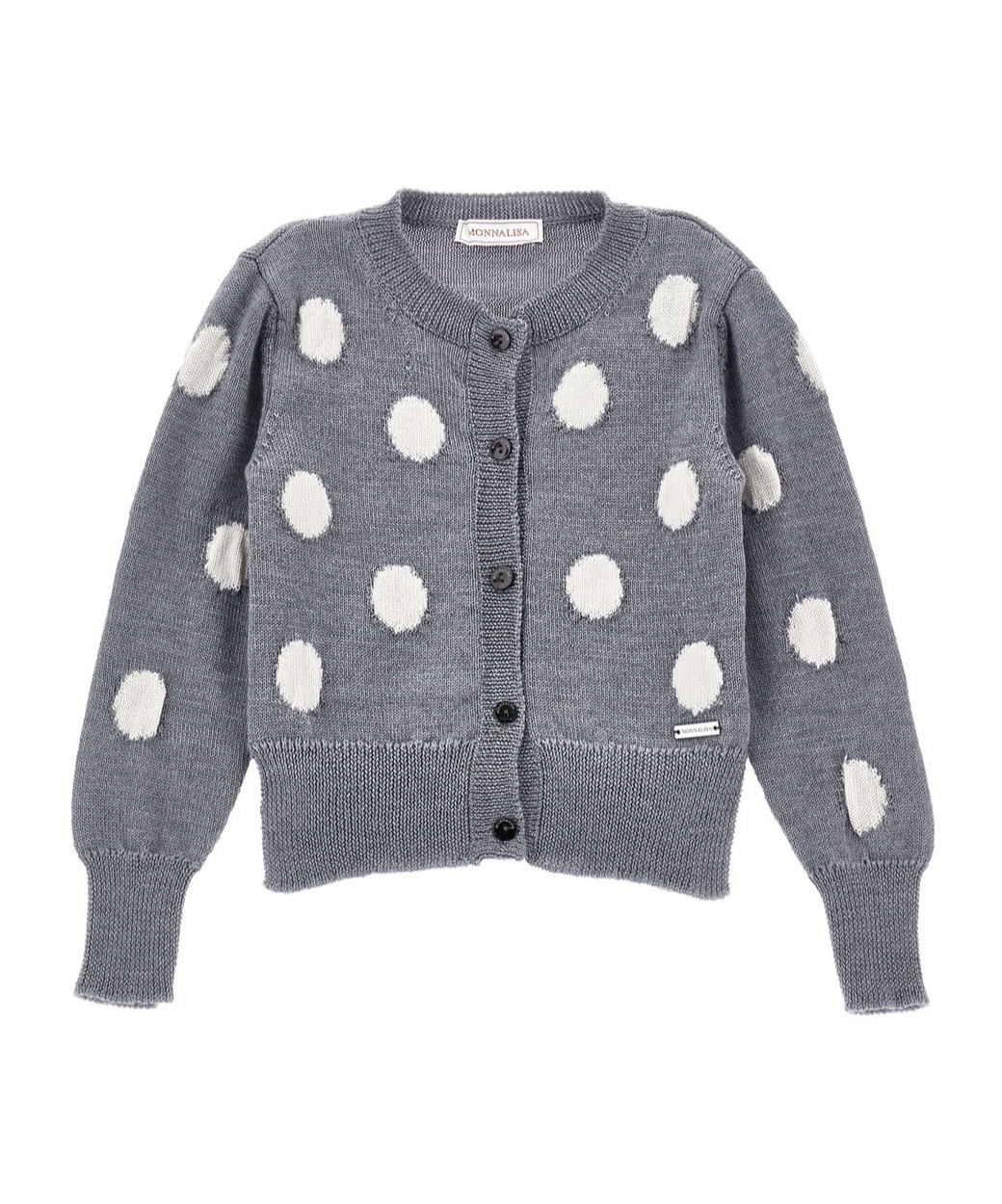 Monnalisa Polka-dot Wool Cardigan In Gray
