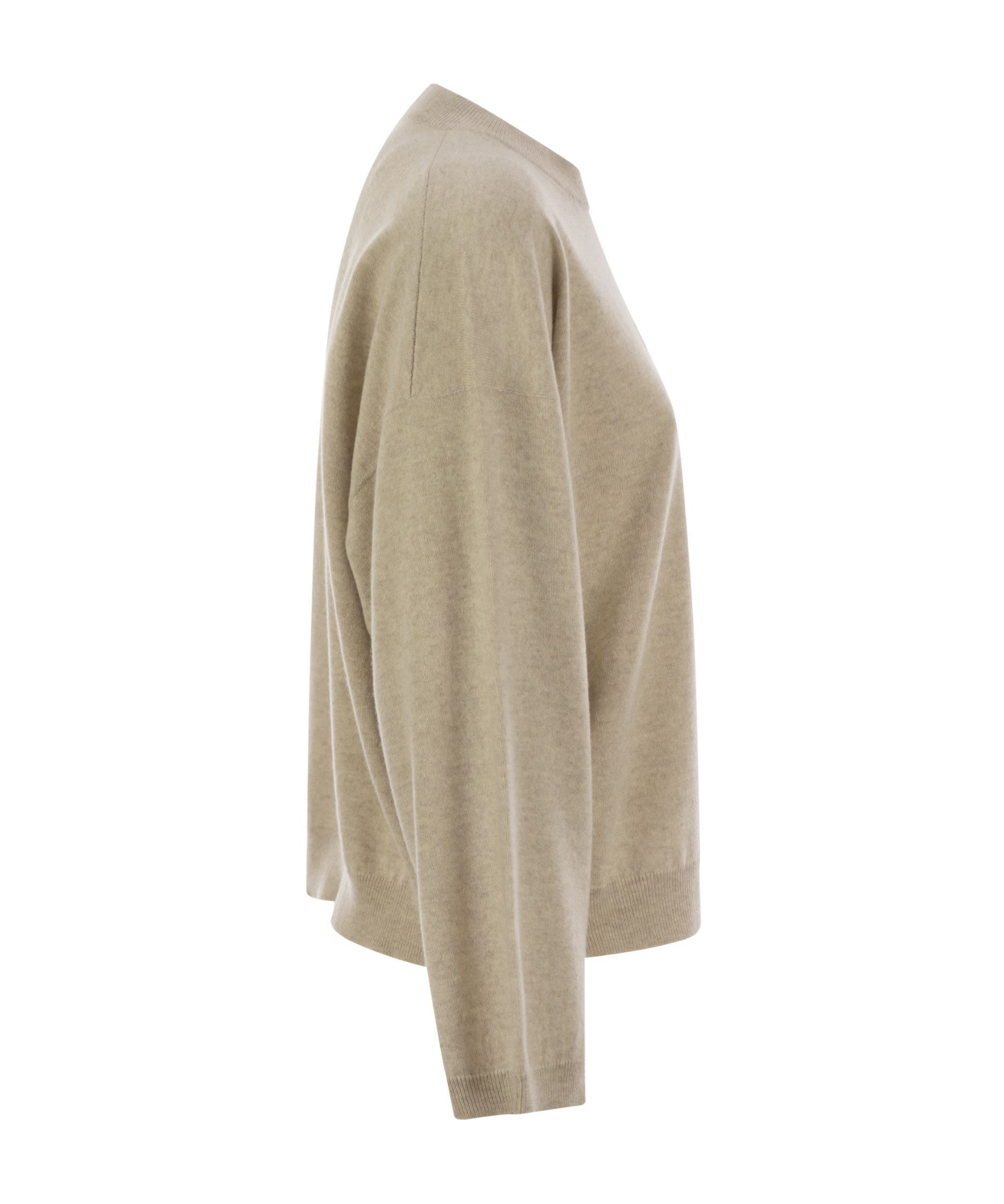 Brunello Cucinelli Round-neck And Long-sleeved Sweater In Nude