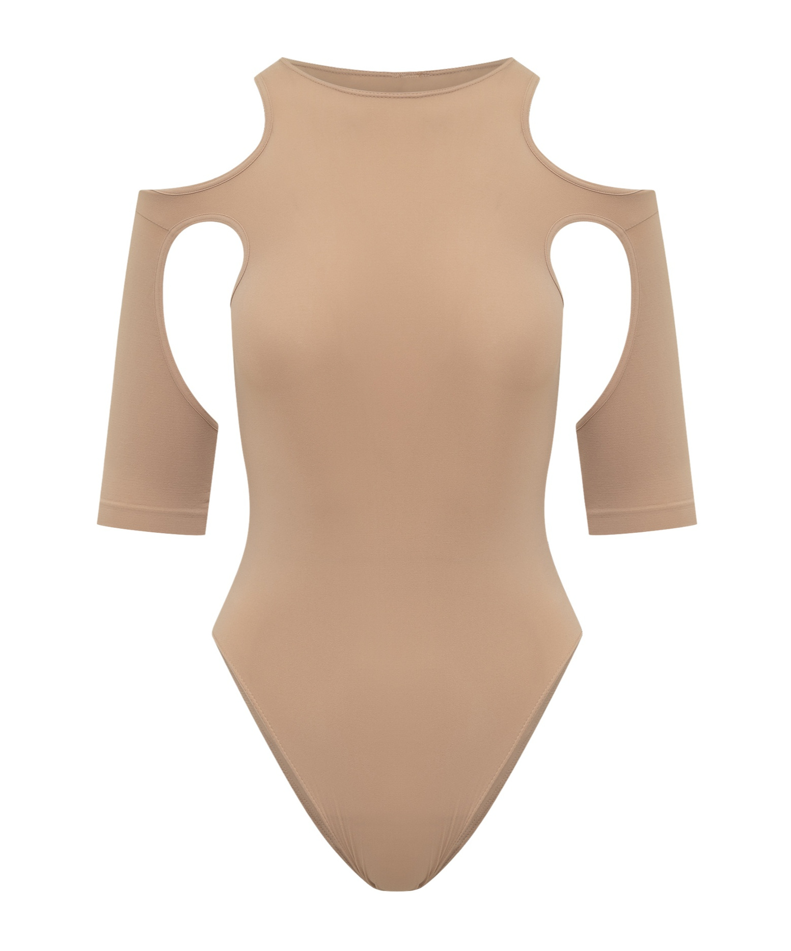 Shop Andreädamo Andreadamo Cut-out Bodysuit Top In Nude