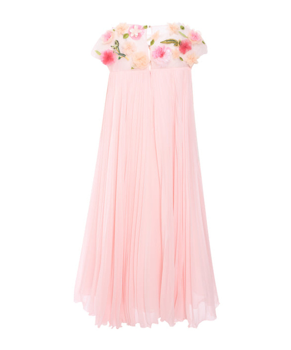Marchesa Floral-appliqué Dress In Pink
