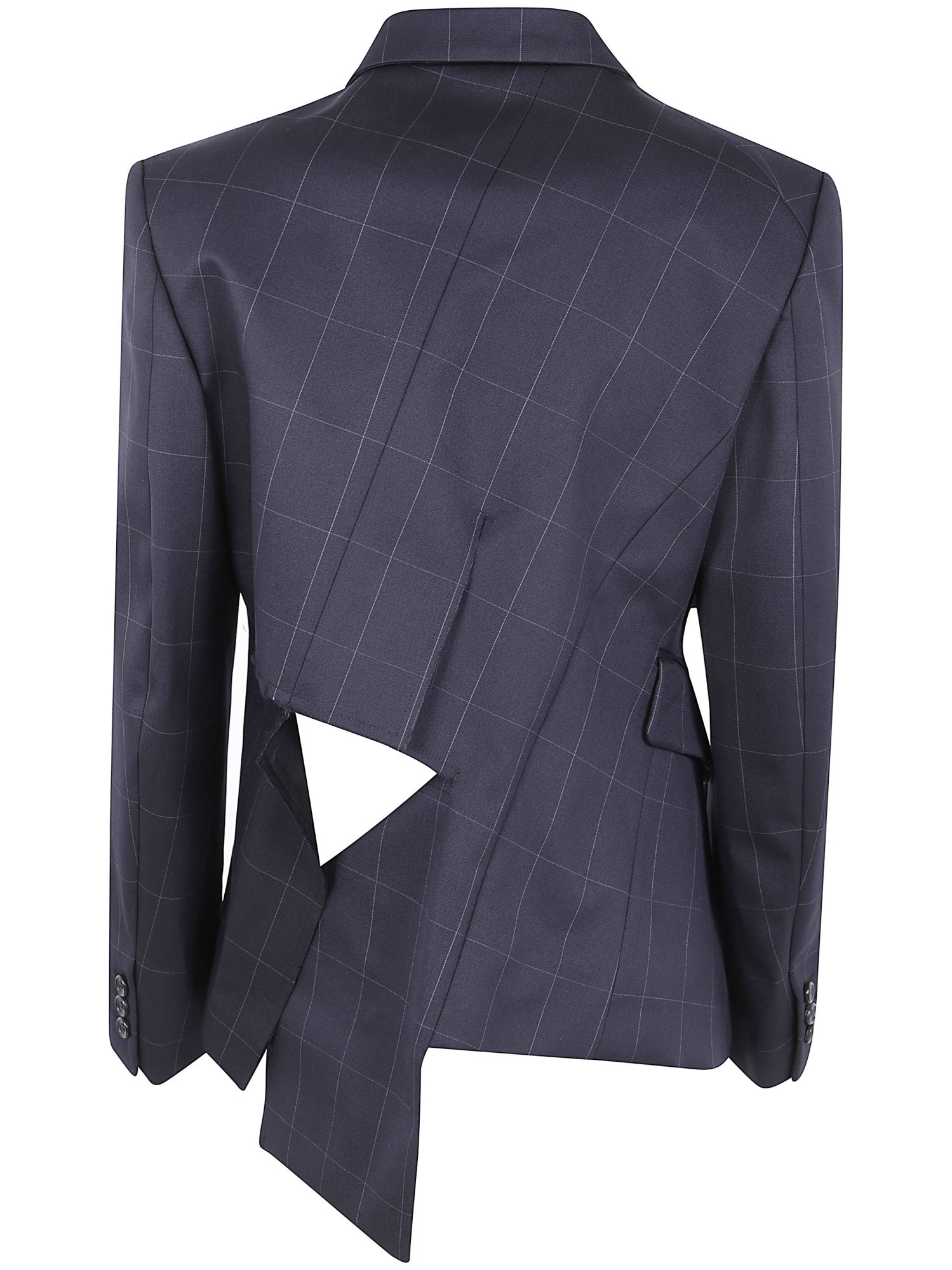 Comme Des Garçons Modern Cut-out Check Pattern Jacket In Black