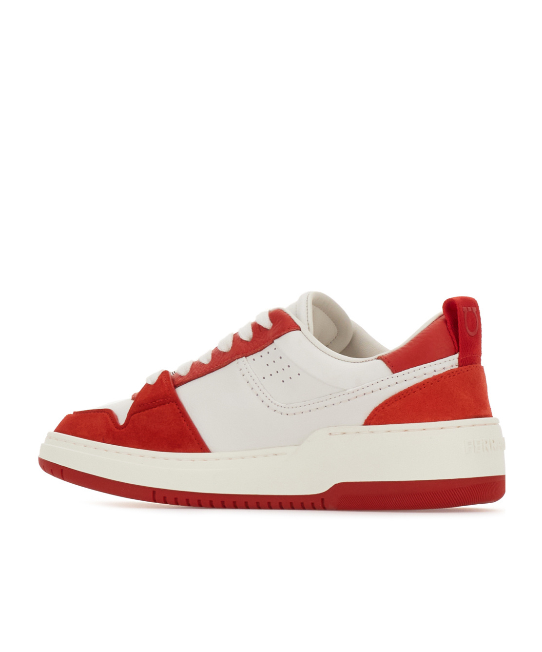 Ferragamo Leather And Suede Sneakers With Contrast Panels In White