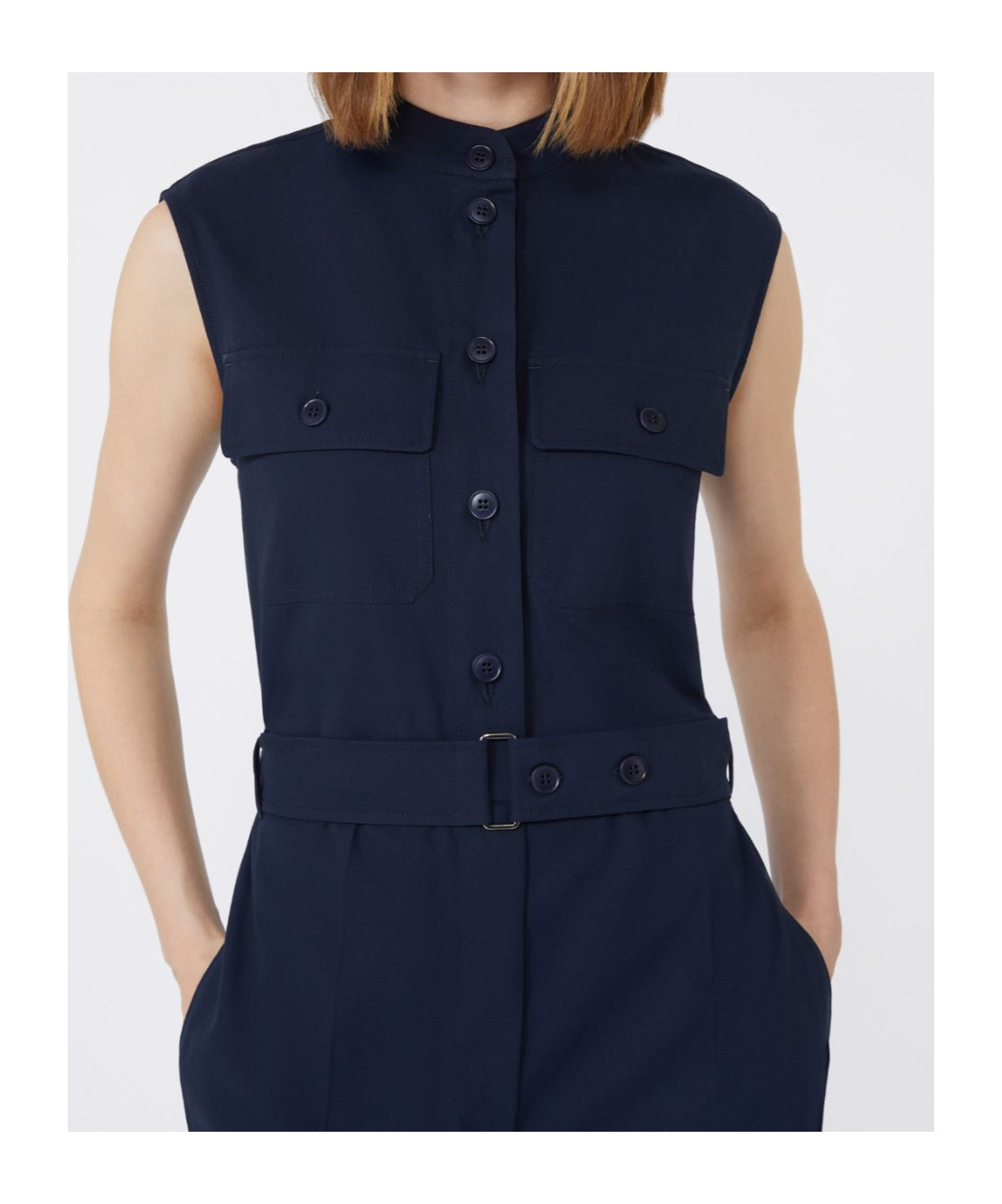 Weekend Max Mara Cotton Gabardine Jumpsuit In Blue