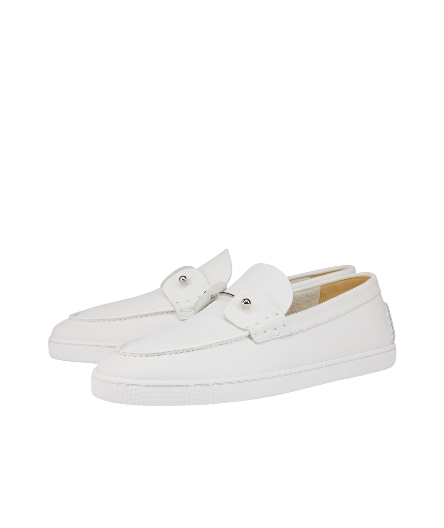 Christian Louboutin Chambeliboat Leather Boat Shoes In White