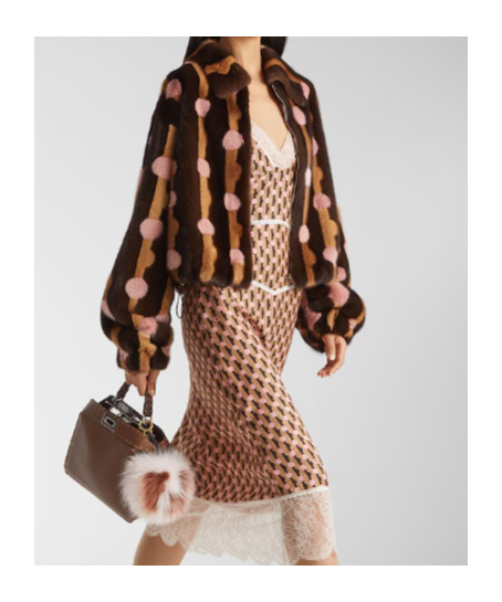 Fendi Dots Brown Mink Jacket In Brown