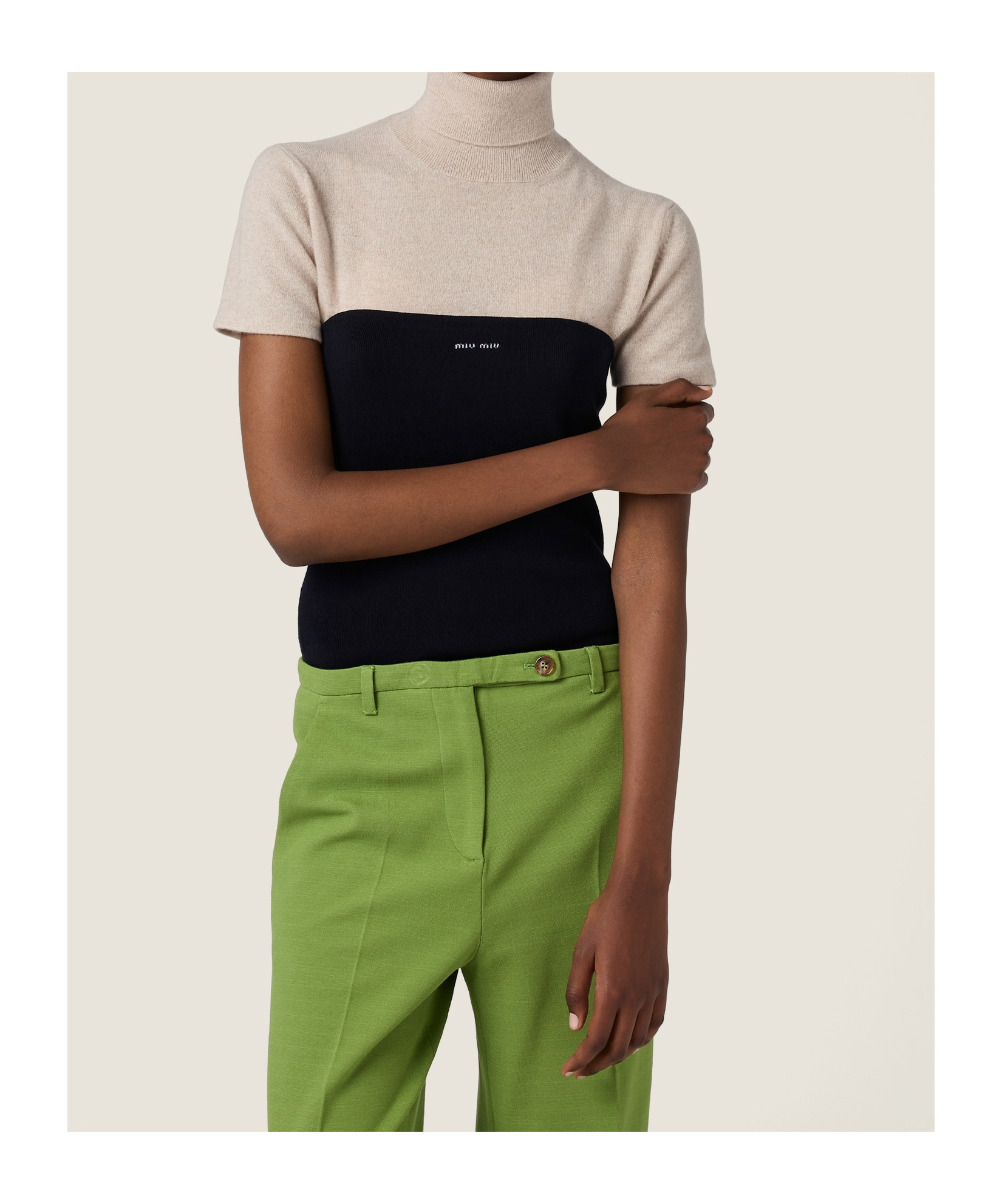 Miu Miu Cashmere Turtleneck Sweater In Neutral