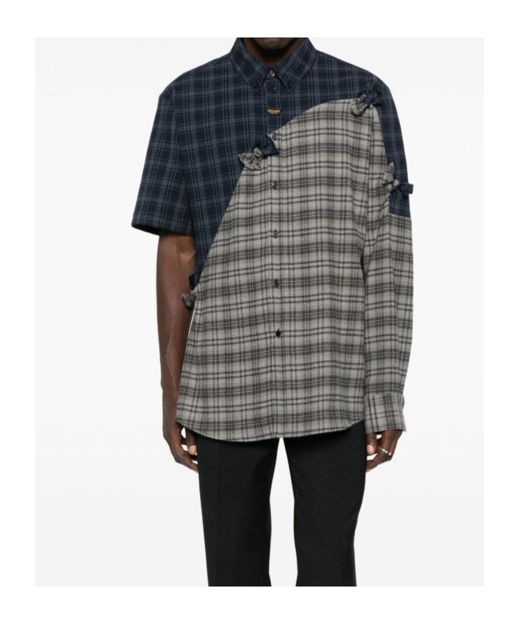 Martine Rose Patchwork Tie-detail Shirt In Black
