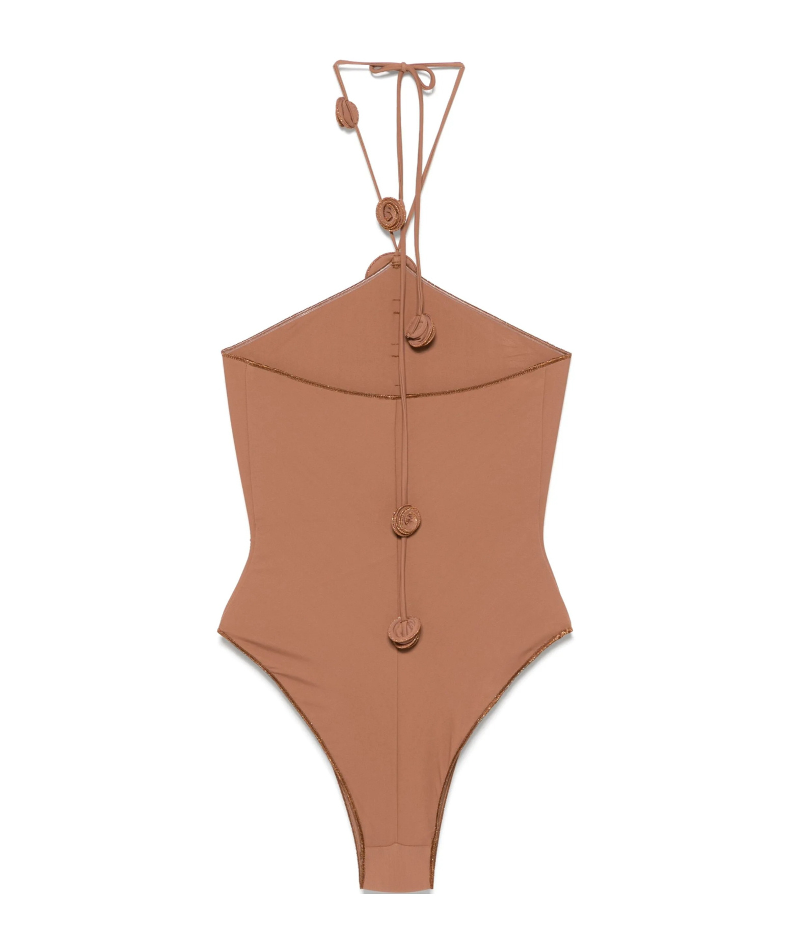 La Reveche Brown Floral-appliqu Swimsuit In Brown