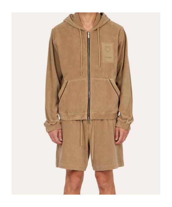 Ferragamo Monogram Hoodie In Brown