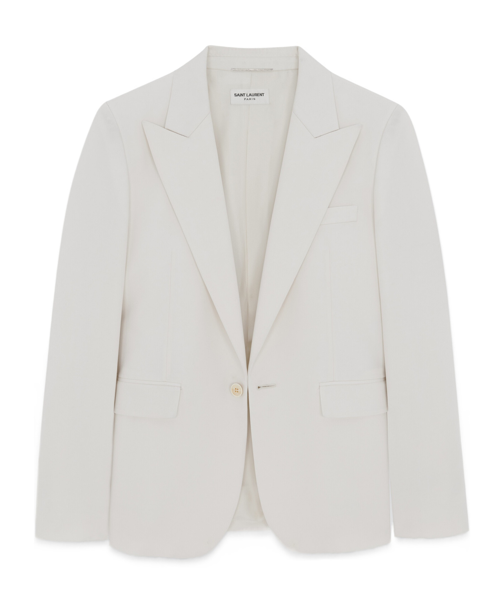 Saint Laurent Single-breasted Virgin Wool-gabardine Blazer In White