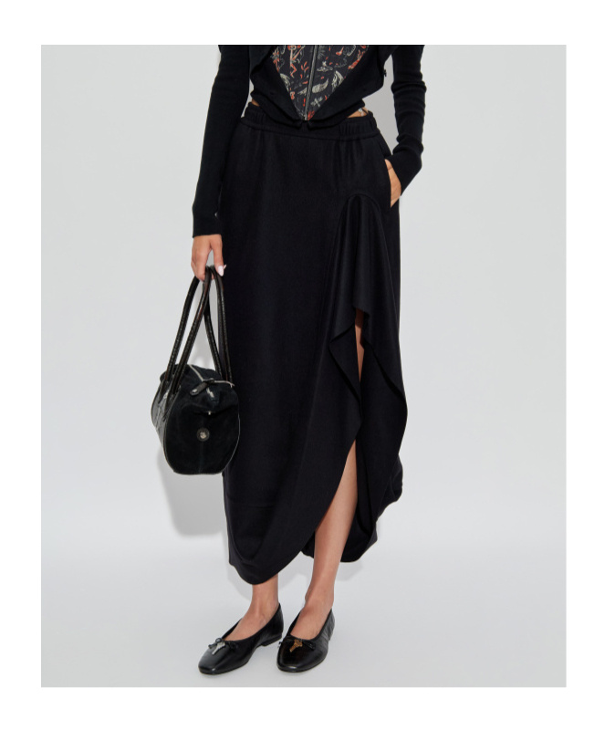 Vivienne Westwood Ruffled Pocketed Asymmetrical Skirt In Black
