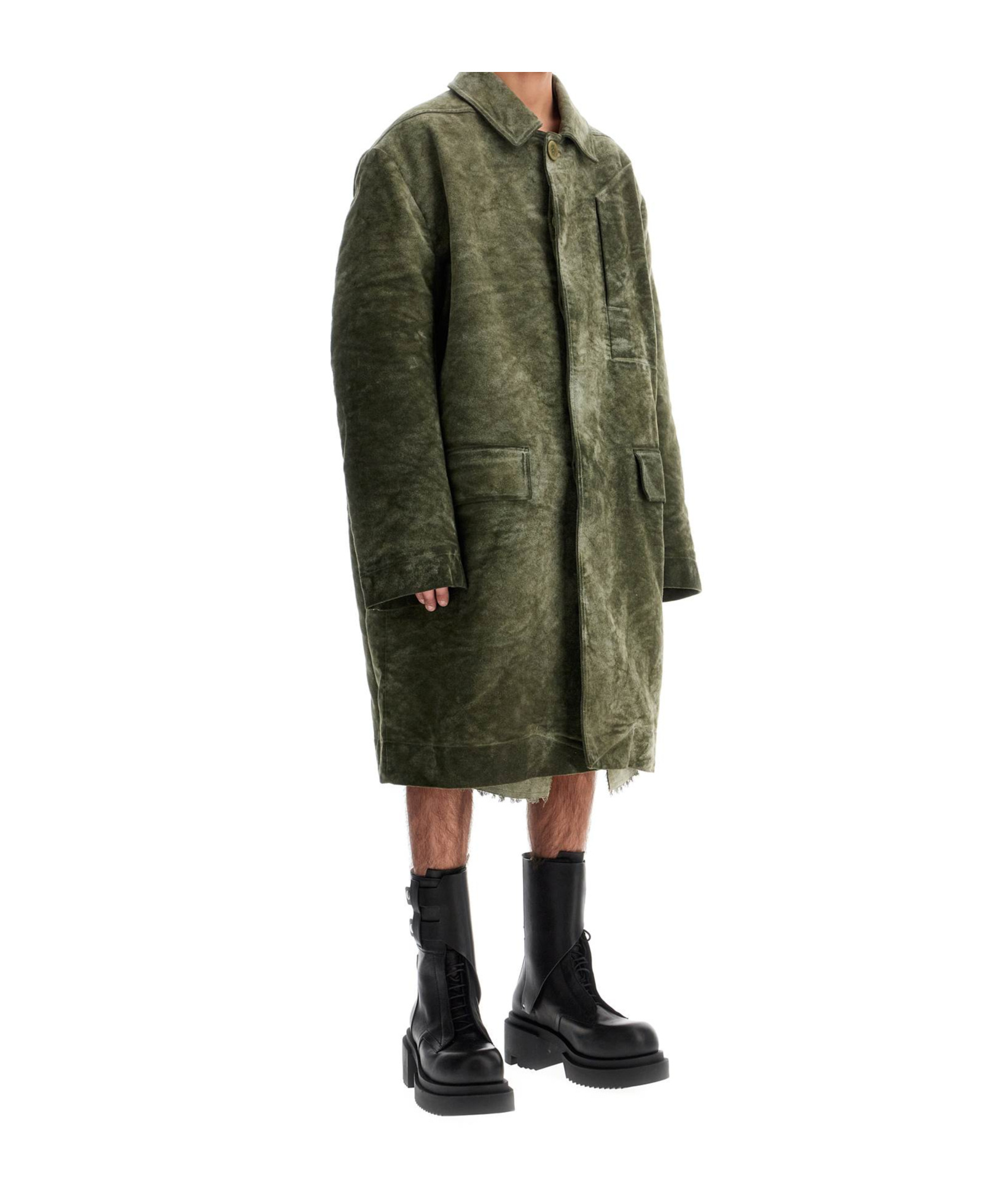 Rick Owens Drkshdw Khaki Porterville Jumbo Mac Coat In Green