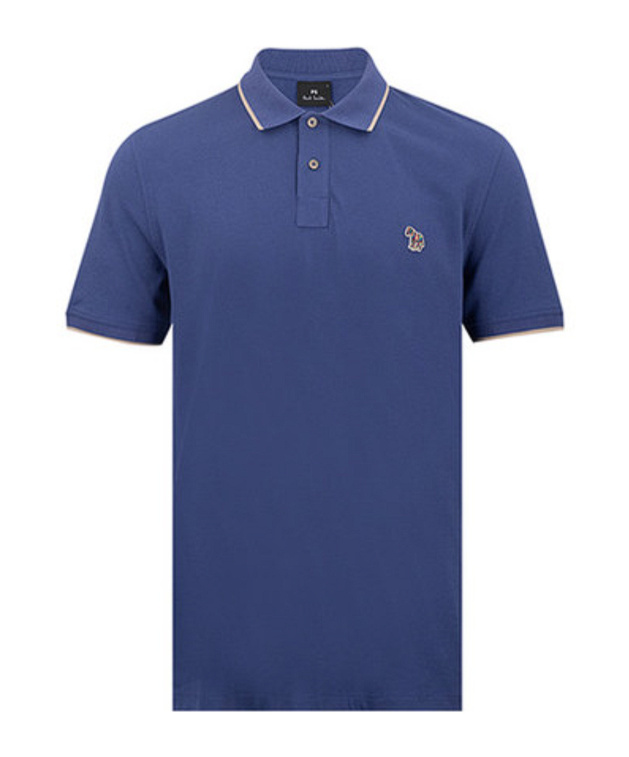 Paul Smith Logo Pattern Polo Shirt In Blue