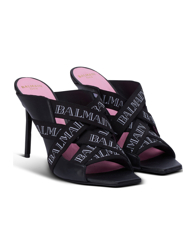 Balmain Square-headed High-heeled Sandals In Black