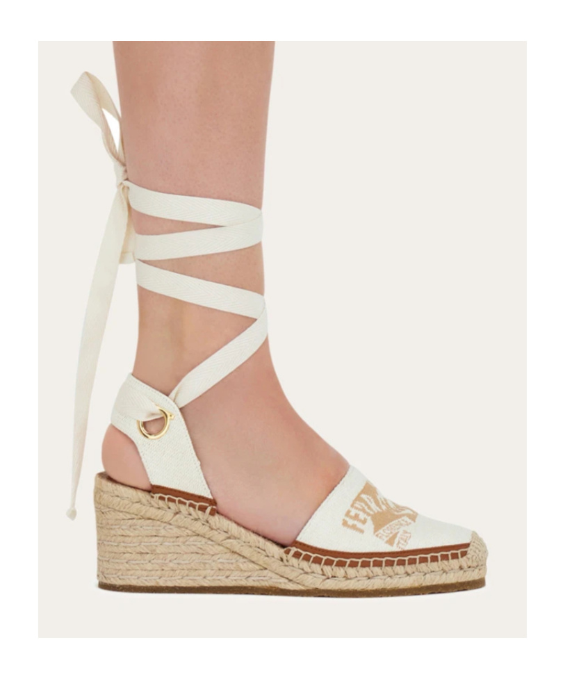 Ferragamo 70mm Logo-jacquard Espadrilles In Brown