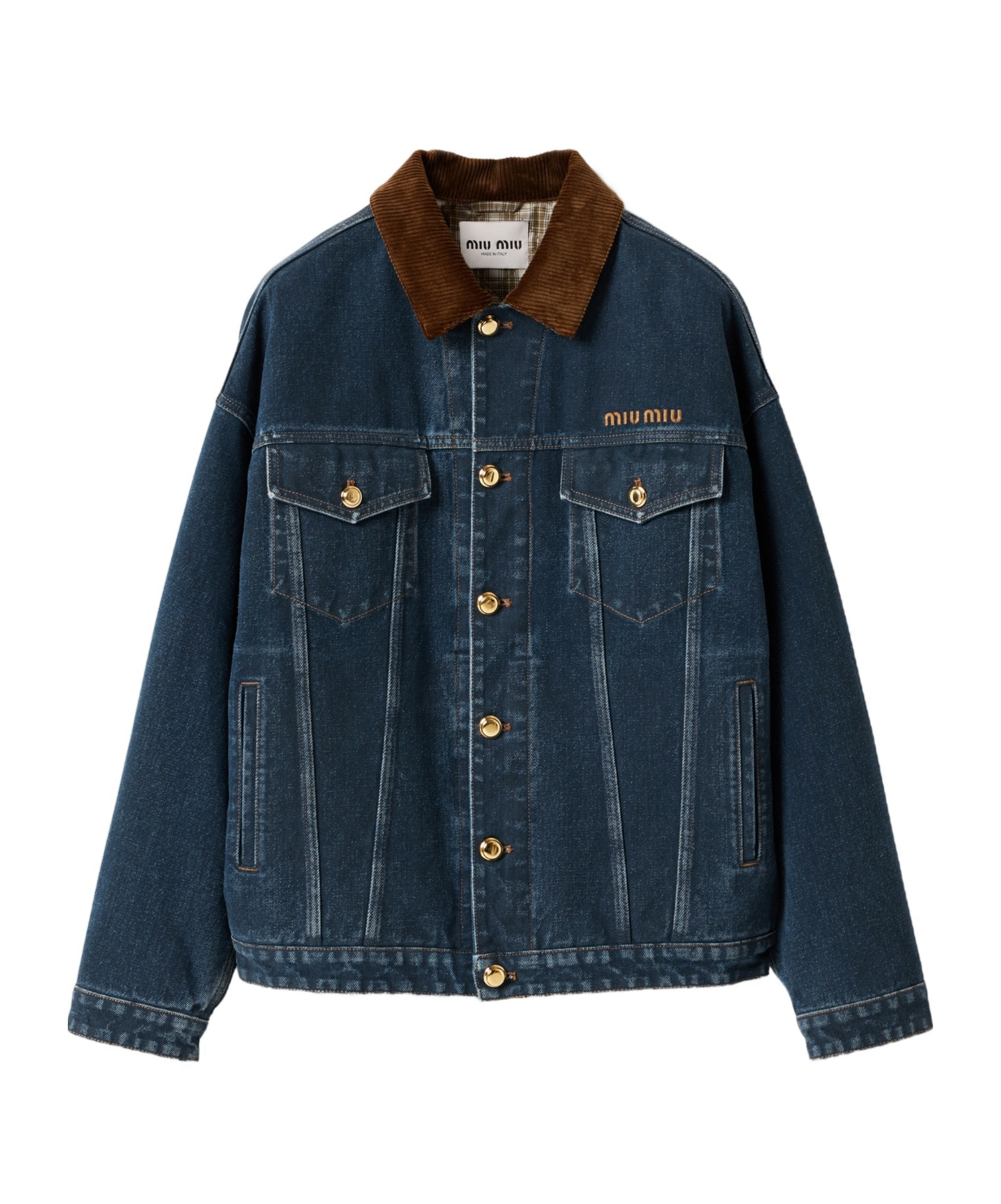 Miu Miu Flocked Denim And Velvet Blouson In Blue