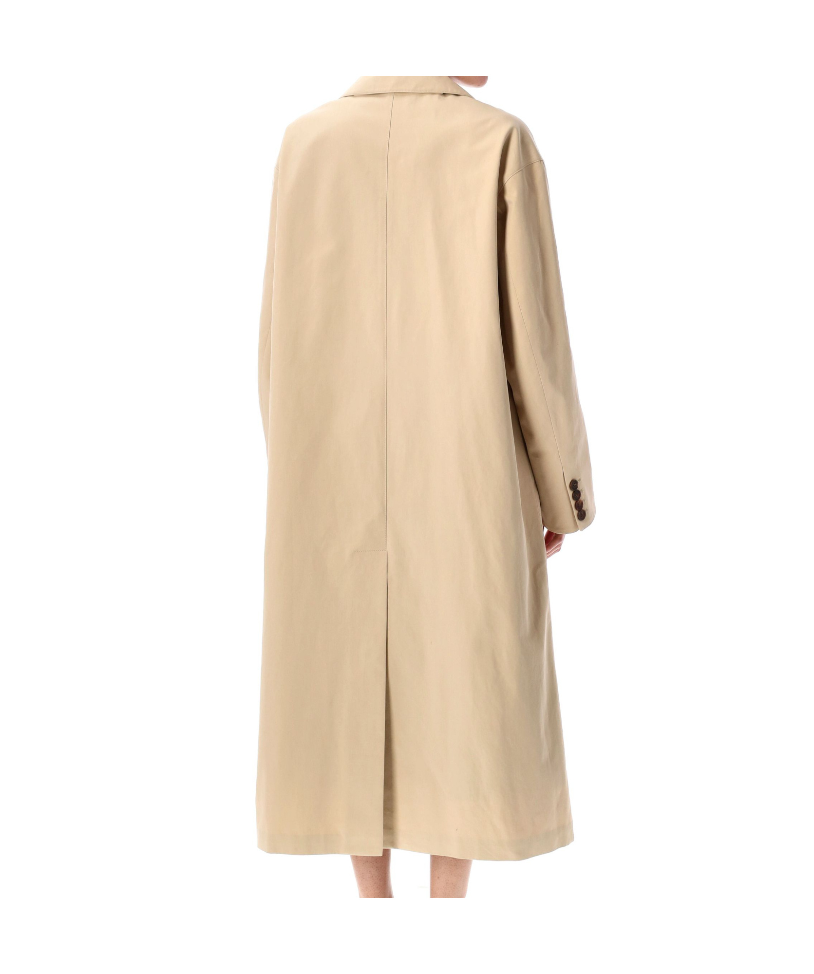 Low Classic Beige Double-breasted Trench Coat With Notched Lapels In Beige