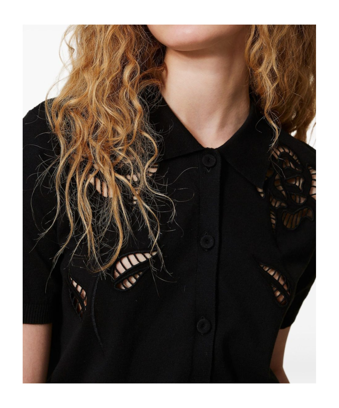 Twinset Twin-set Short Sleeve Shirt With Broderie-anglaise Detailing