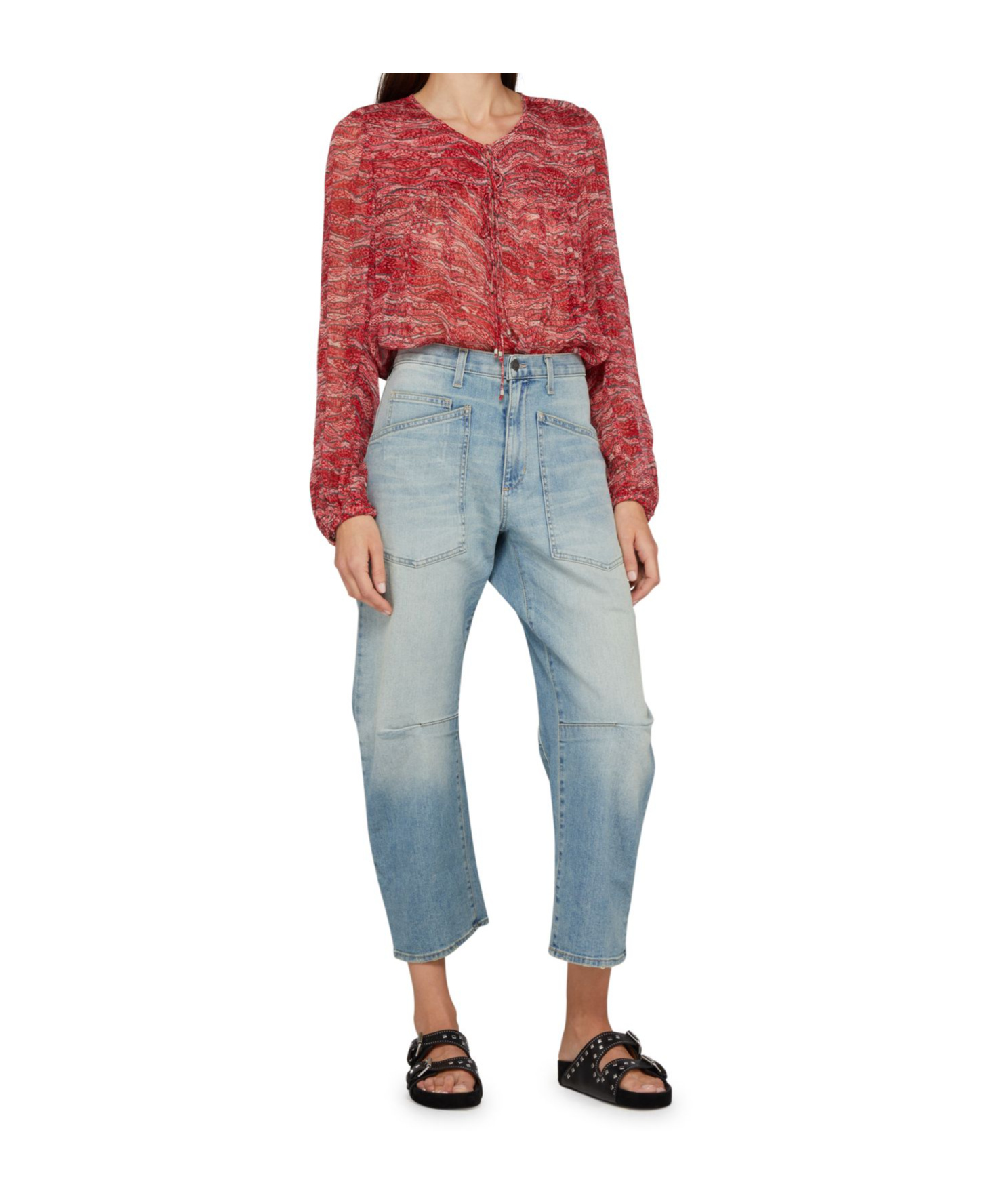 Shop Isabel Marant Étoile Advika Long-sleeved Top In Red