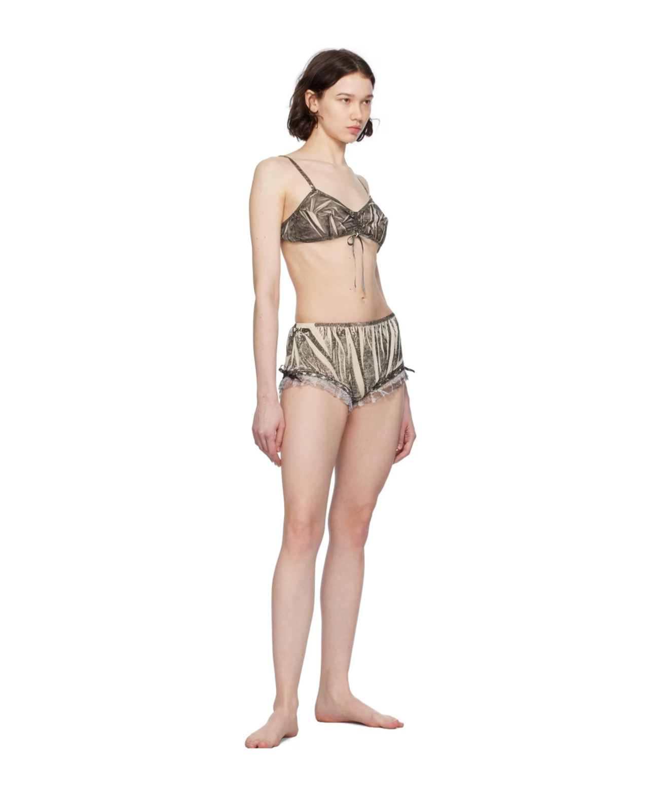 Maison Margiela Pattern Printed Detail Bra Underwear In Black