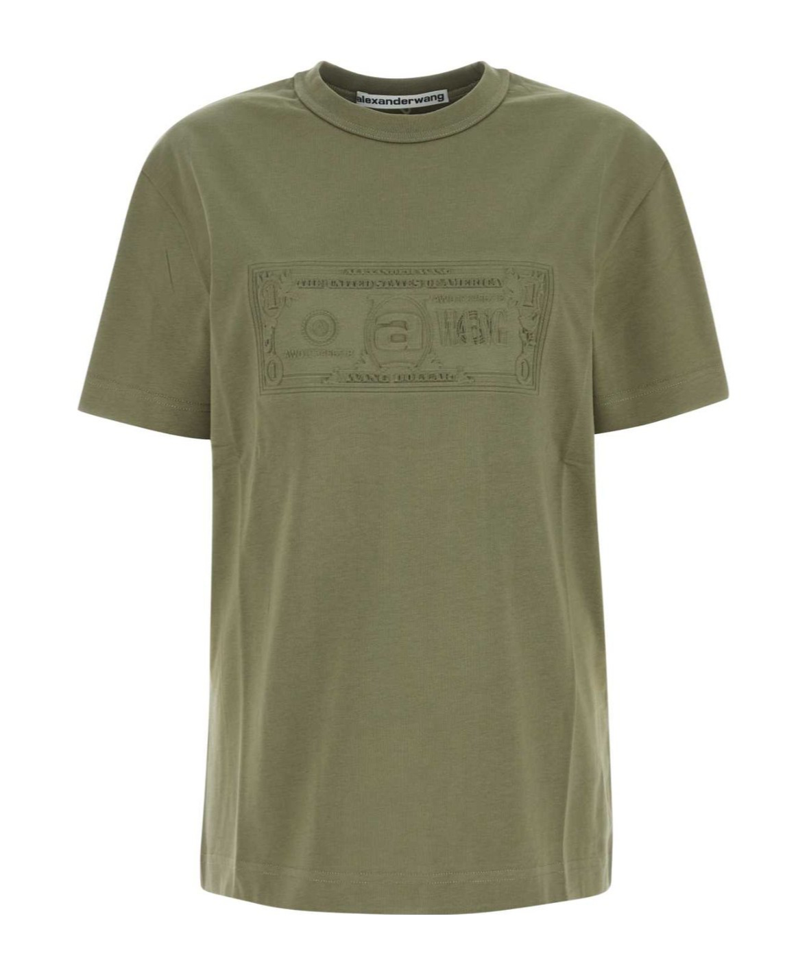 Alexander Wang Dollar Bill-debossed T-shirt In Green
