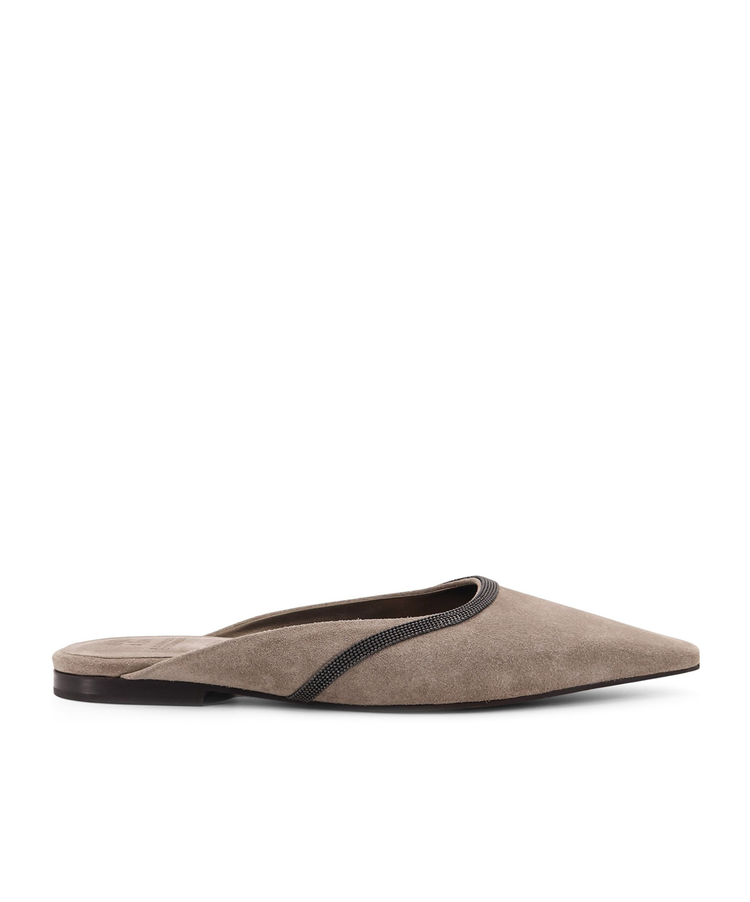 Brunello Cucinelli Chain-embellished Pointed-toe Flats In Neutral