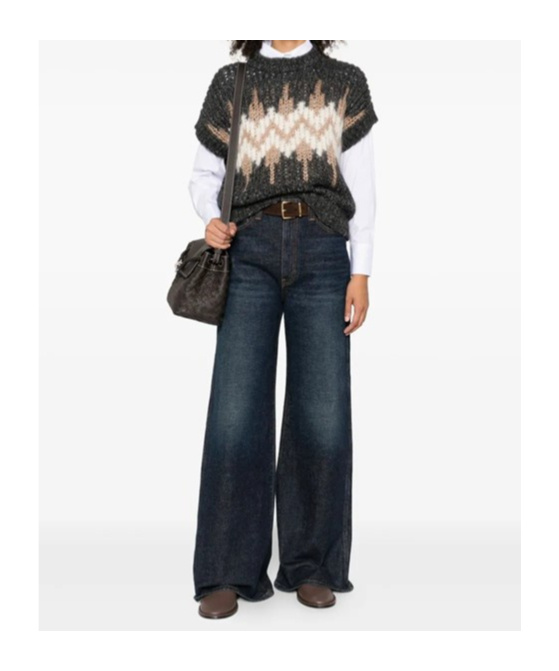 Peserico Geometric-pattern Knit Sweater In Gray