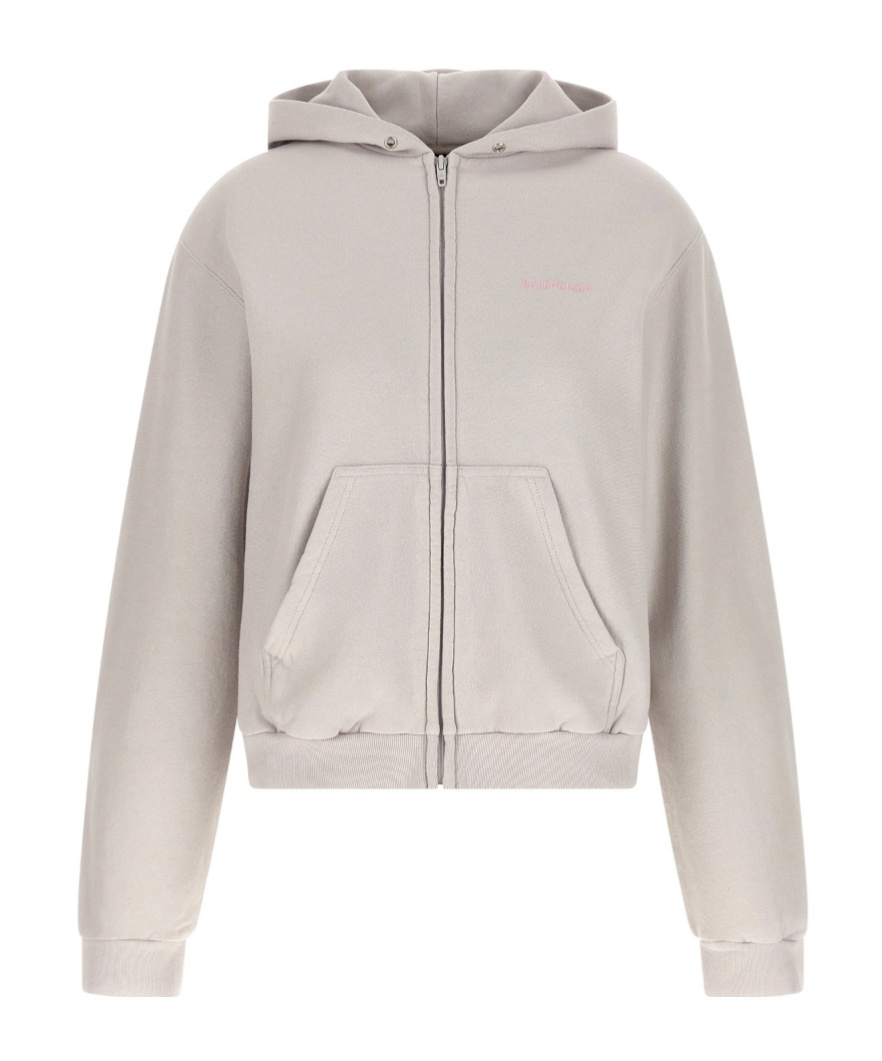 Balenciaga Logo Embroidery Hoodie Sweatshirt Gray In Animal Print