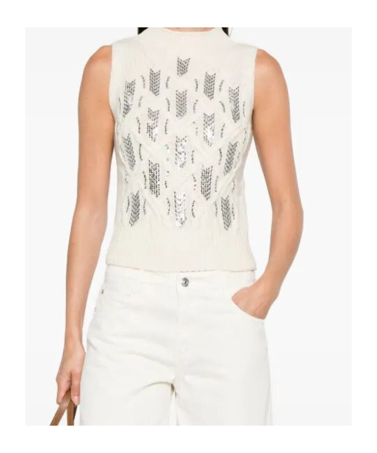Ermanno Scervino Rhinestone-embellished Sleeveless Top In White