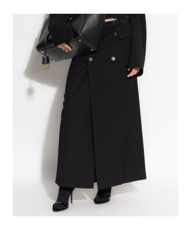 Balenciaga Button-embellished Skirt In Black