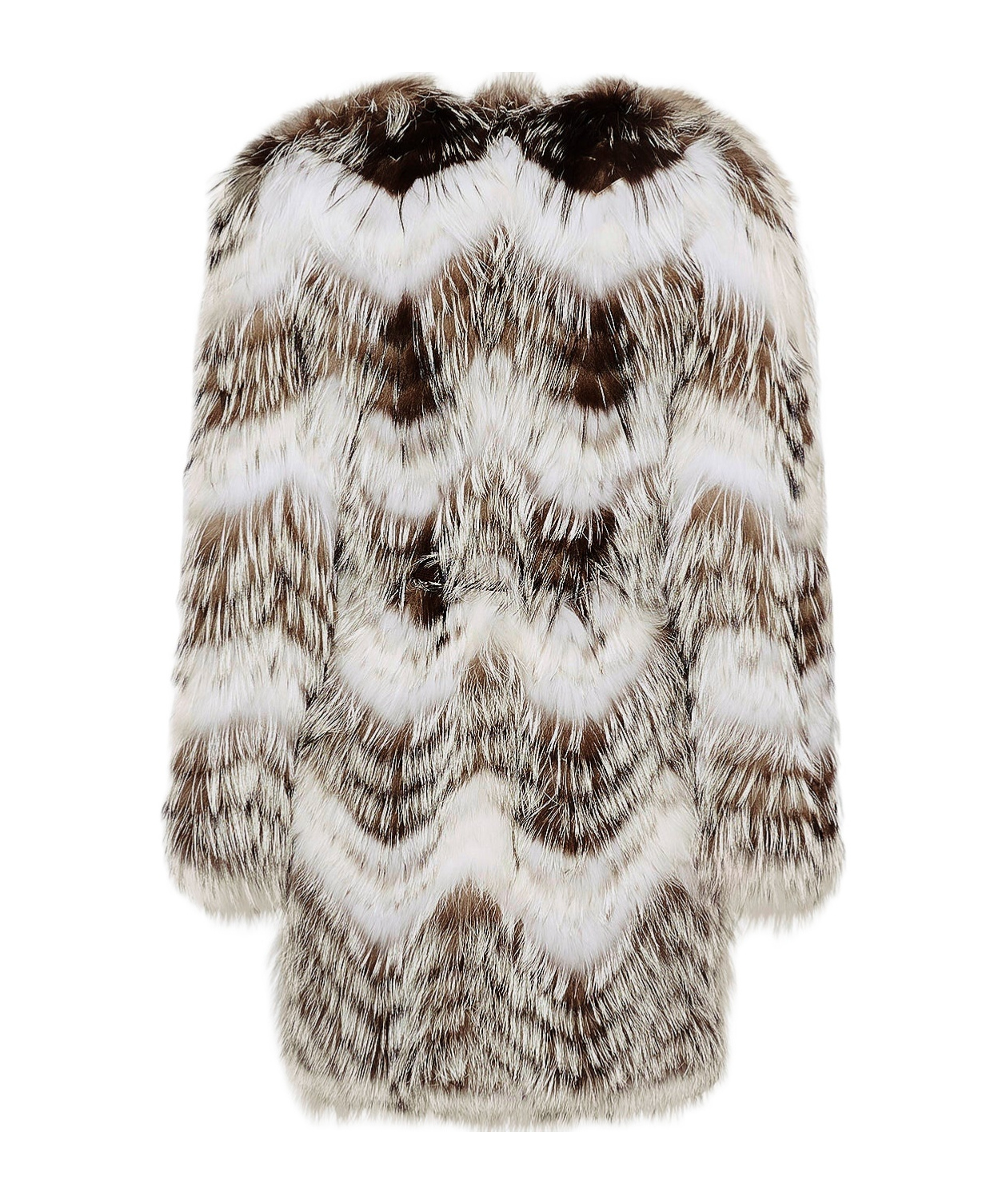 Yves Salomon Belted Coat In Merino Knit And Fox Fur In Multi