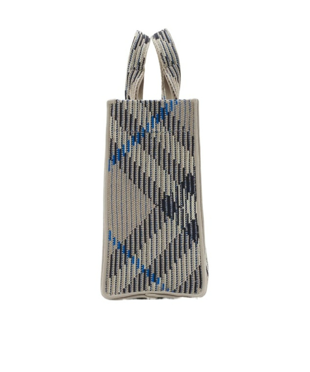 Burberry Embroidered Fabric Check Mini Handbag In Gray