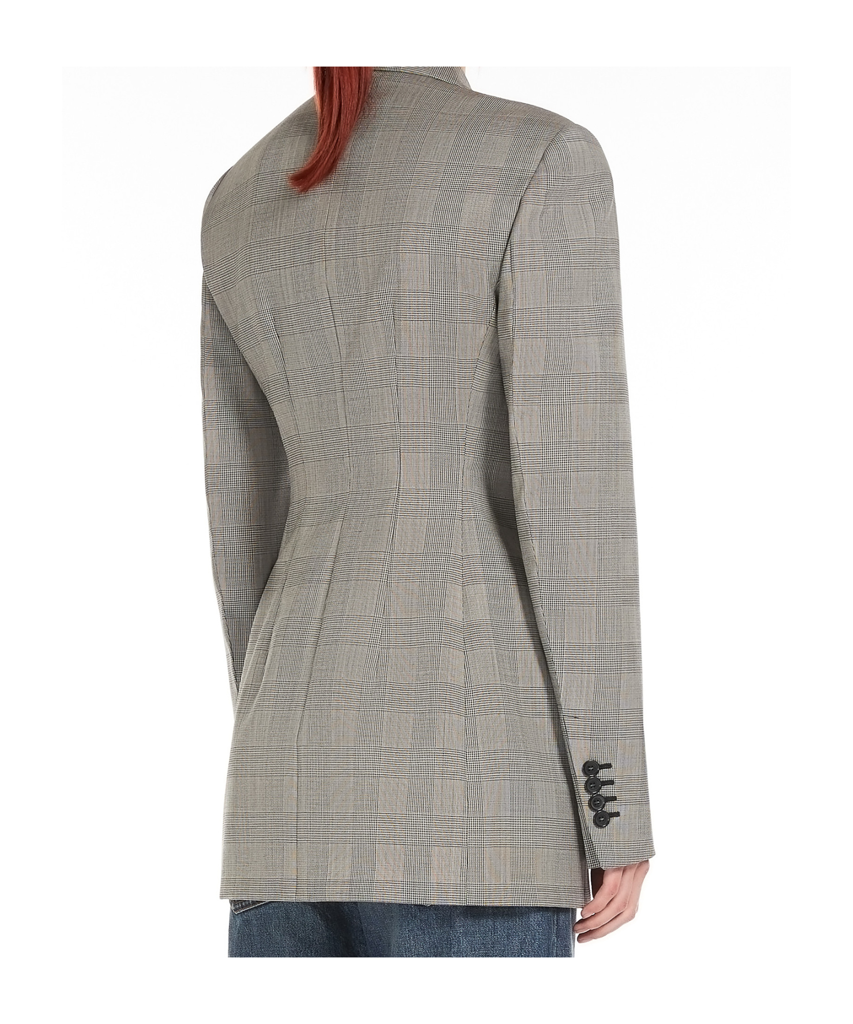 Sportmax Plaid Freshly Cut Wool Suit Coat In Gray