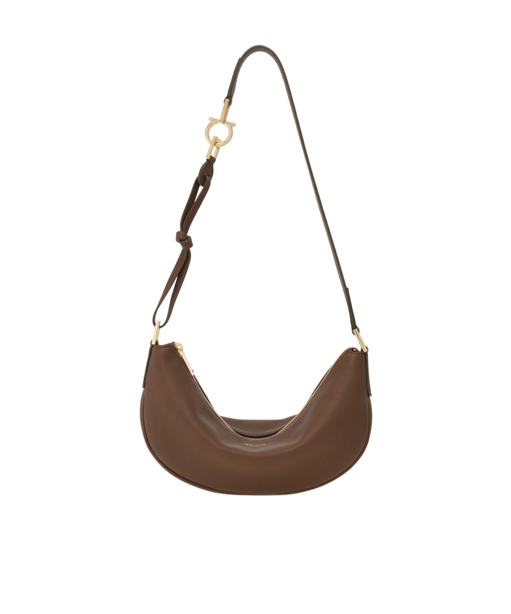 Ferragamo Semi-moon Small Stray Bag In Brown