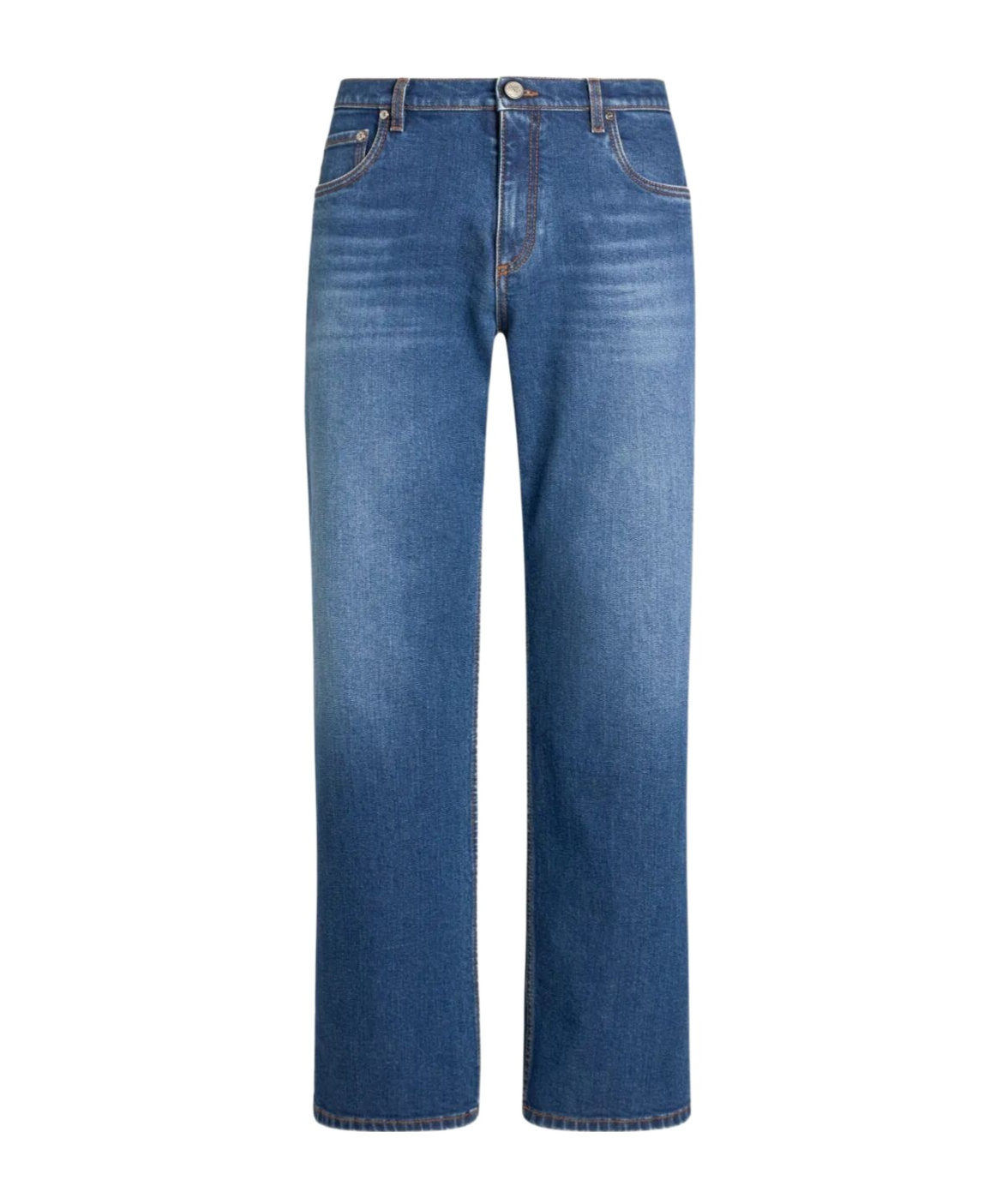 Etro Straight-leg Denim Trousers With Five Pockets In Blue