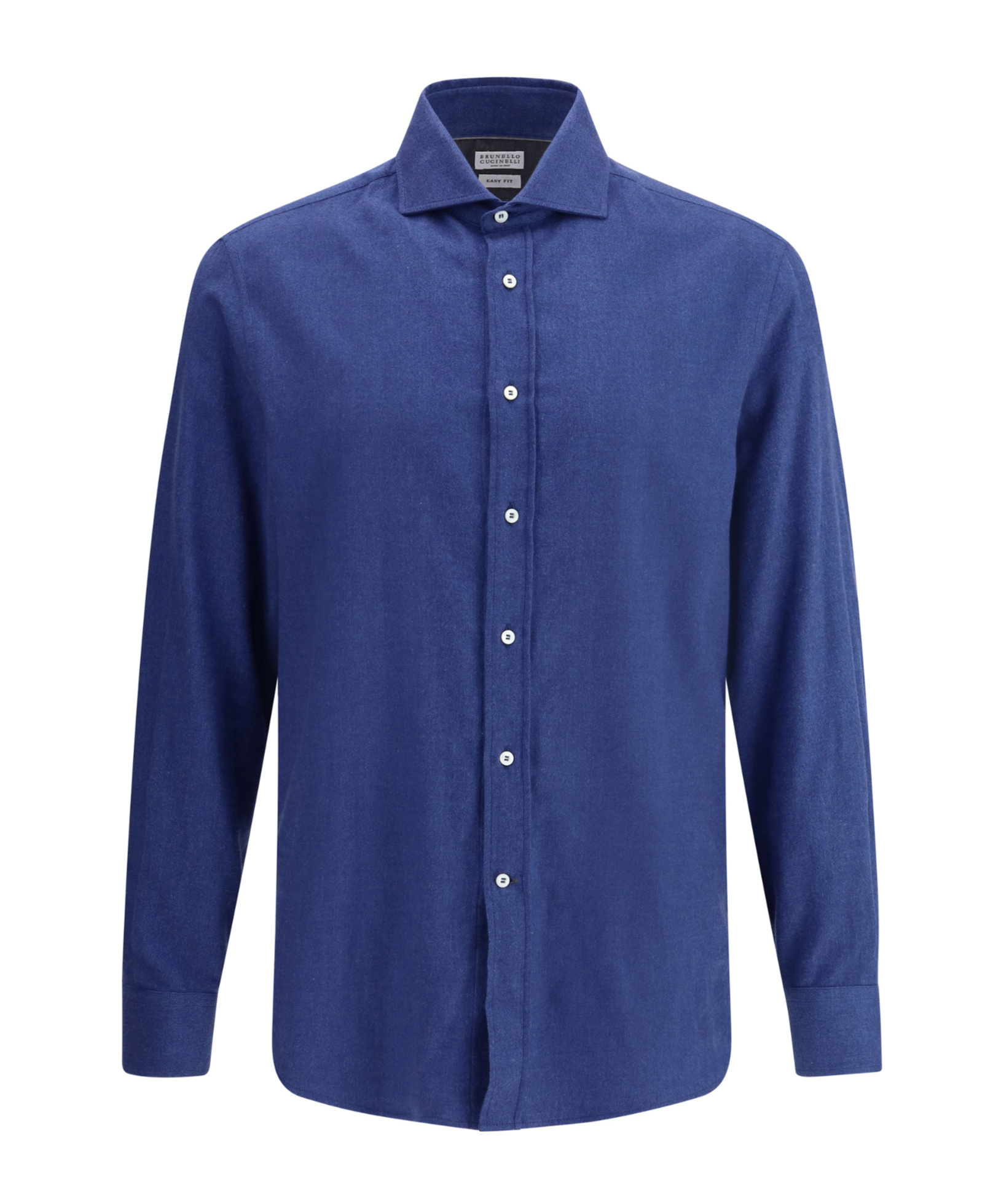 Brunello Cucinelli Tailored Herringbone Shirt Collar Button-down In Blue