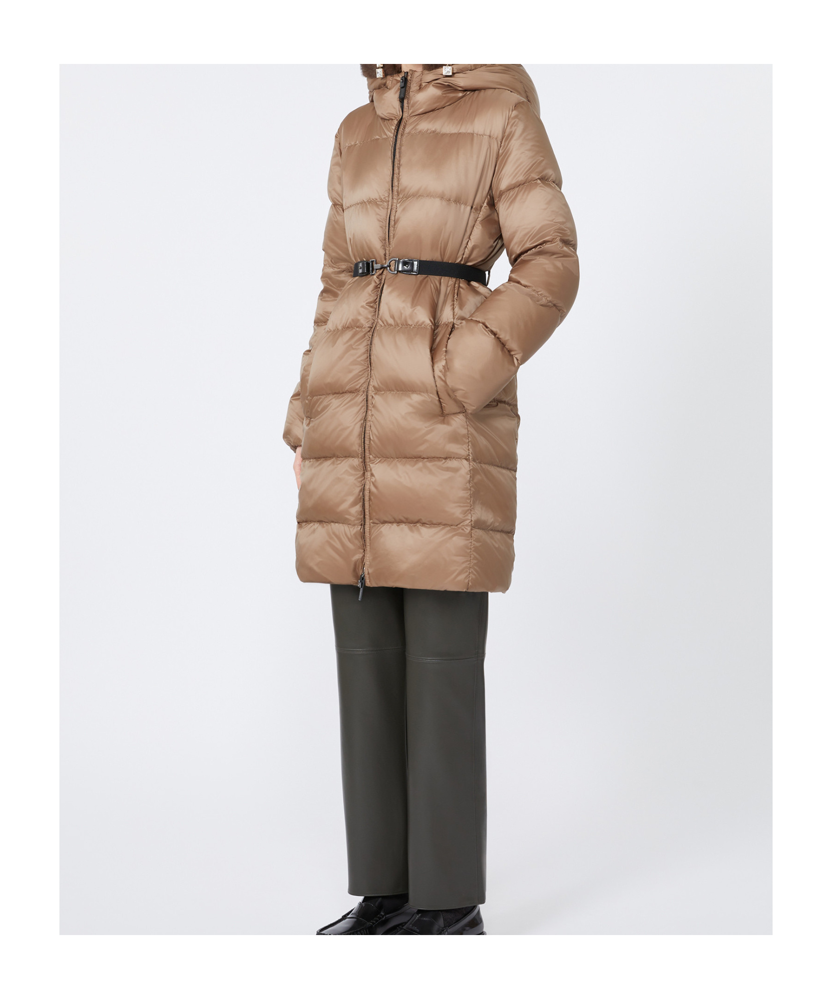 Max Mara Anorak Midi De Tela Técnica Impermeable In Brown