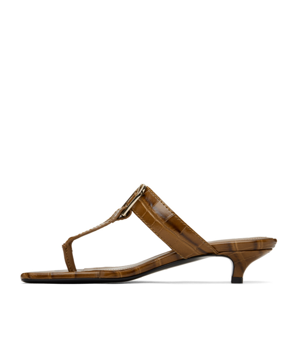 Totême 35mm Croc Embossed Leather Thong Sandals In Brown