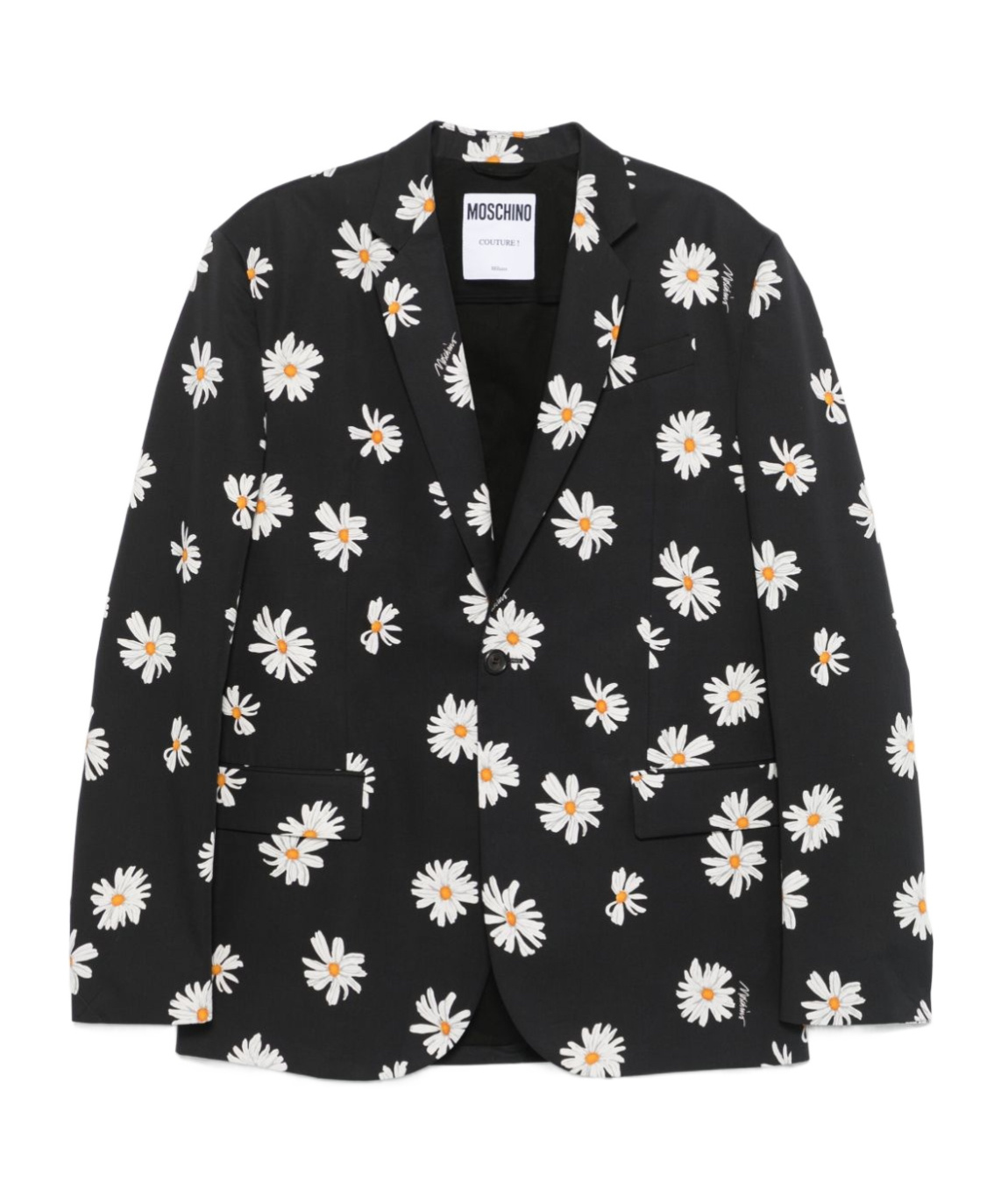 Moschino Floral Pattern Blazer Notched Lapels In Black