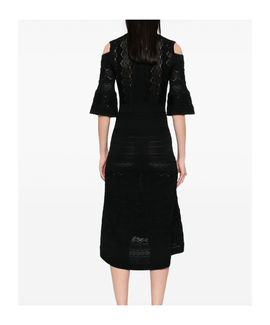 Twinset Twin-set Cut-out Black Dress With Flared Skirt In Black