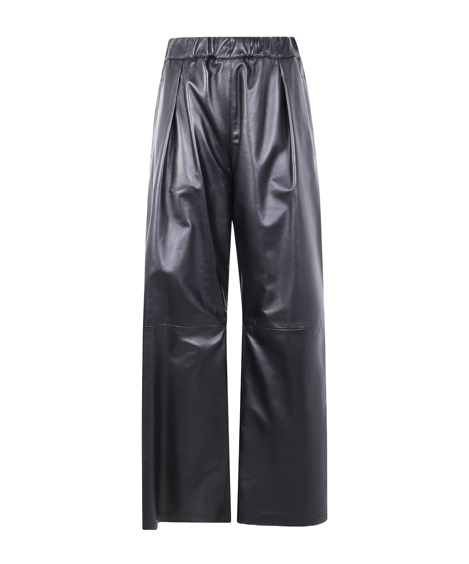 Semicouture Wide Leg Faux Leather Trousers In Black
