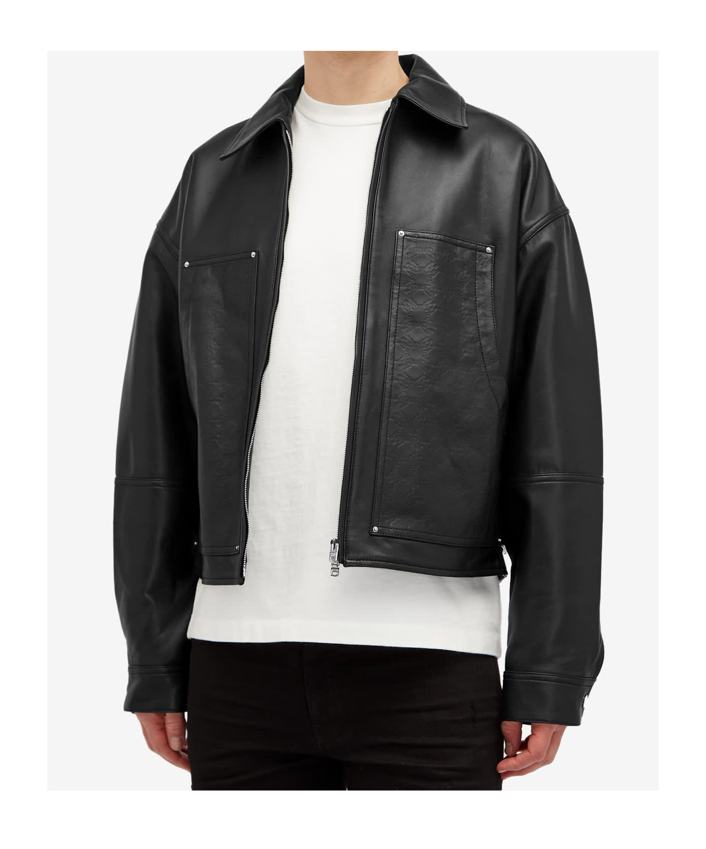 Amiri Long-sleeved Leather Jacket In Black