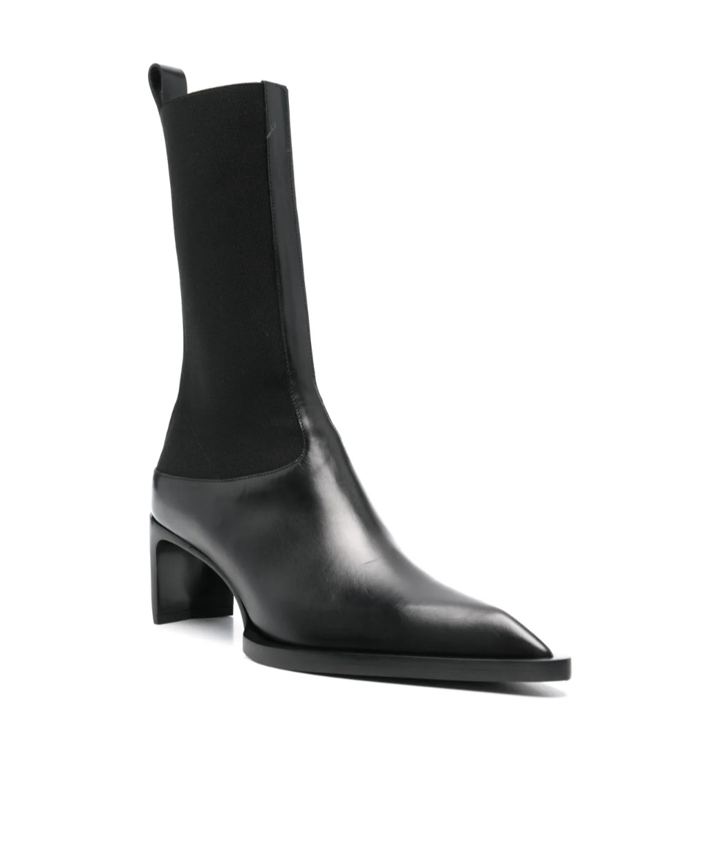 Jil Sander Stretch-knit And Leather Ankle Boots In Black